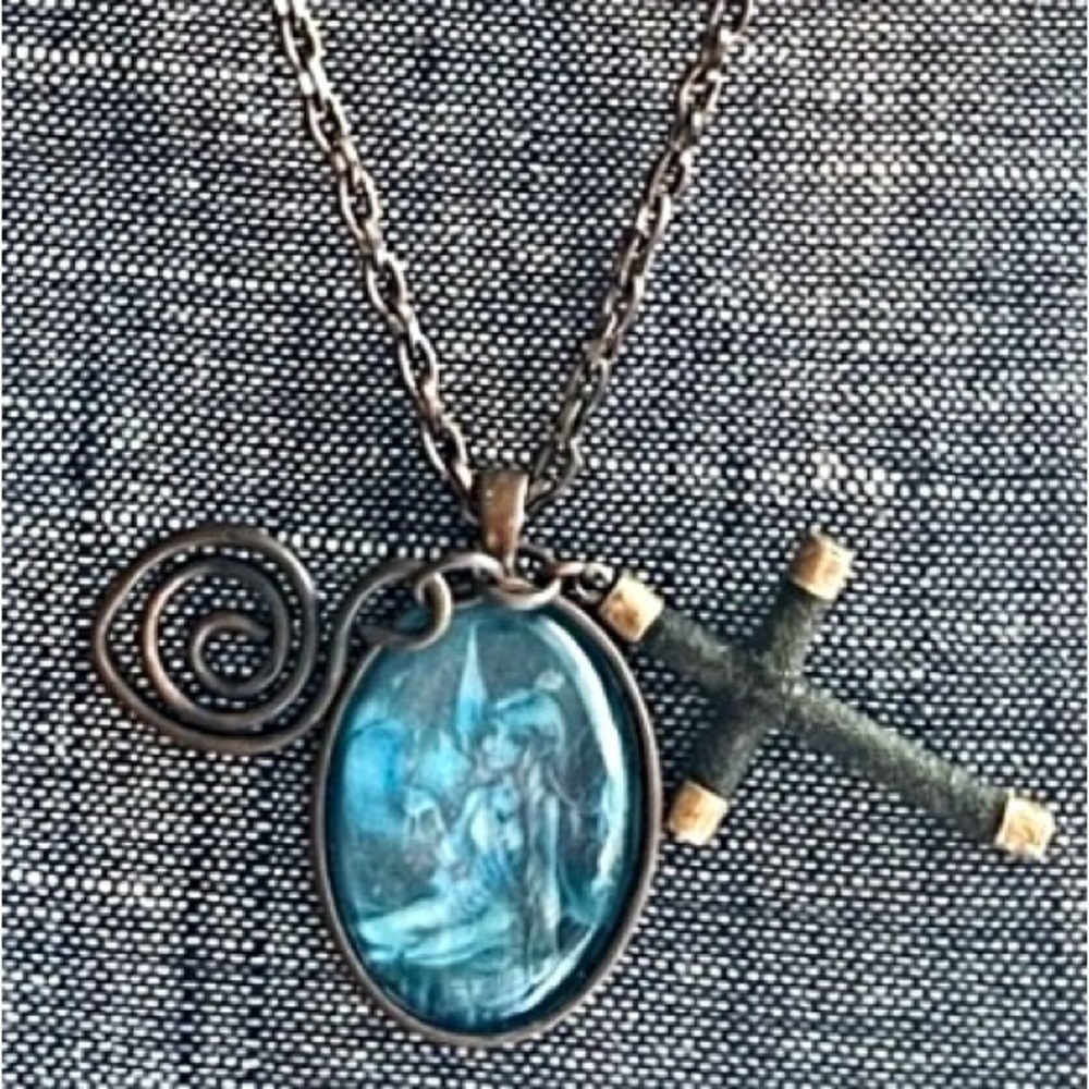 Artisan Crafted Fairy Cross Pendant Necklace Copper NWT NEW Fairycorp Christian